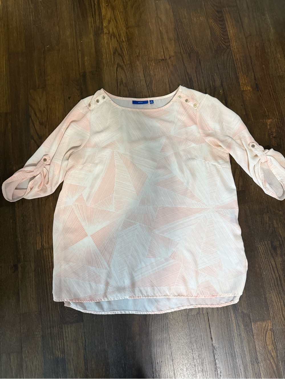 Apt. 9 Blush Geometric Roll-Tab Sleeve Top